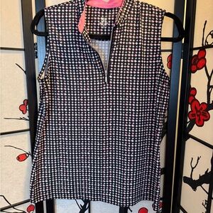 Elegant Black and Pink Houndstooth Tank Top